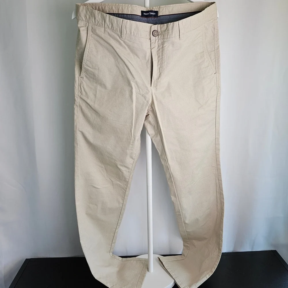 Indian Terrain Brooklyn Slim Fit Chinos Mens 34 Tan Beige Textured Cotton Pants